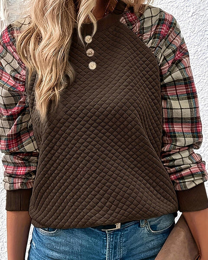 Plaid Round Neck Sweatshirt