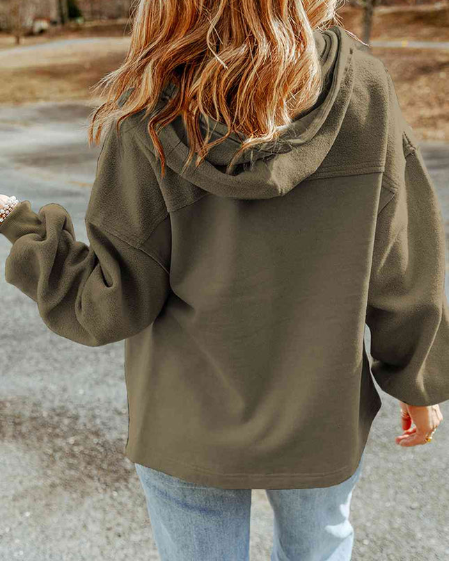 Zip-Up Drawstring Hooded Jacket