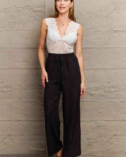 Lace Detail Plunge Neck Sleeveless Bodysuit