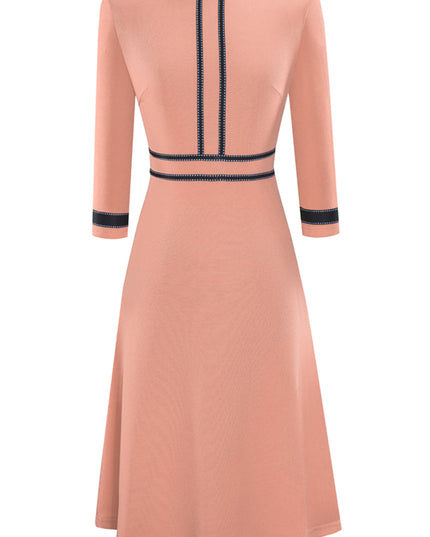 Round Neck Three-Quater Sleeve Dress