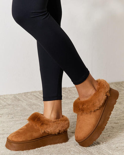 Legend Footwear Furry Chunky Platform Ankle Boots
