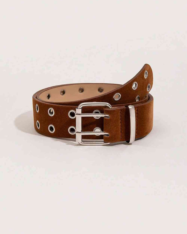 Double Row Grommet PU Leather Belt
