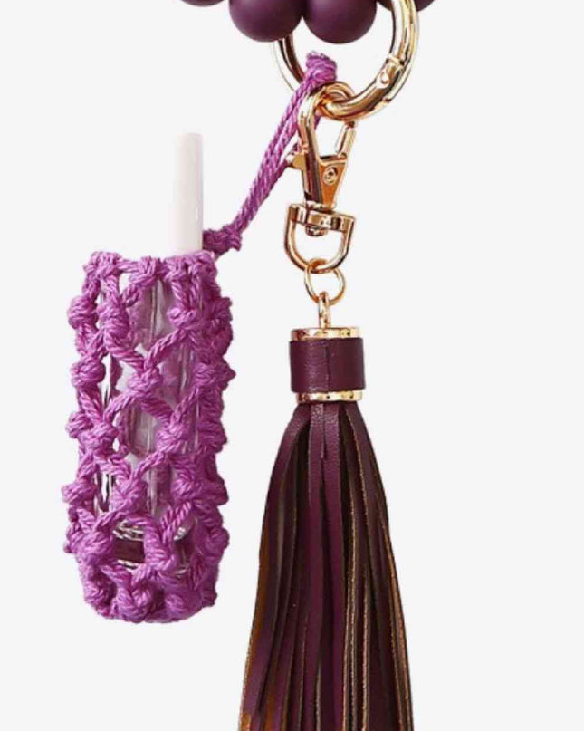 Evil Eye Beaded Keychain with Tassel