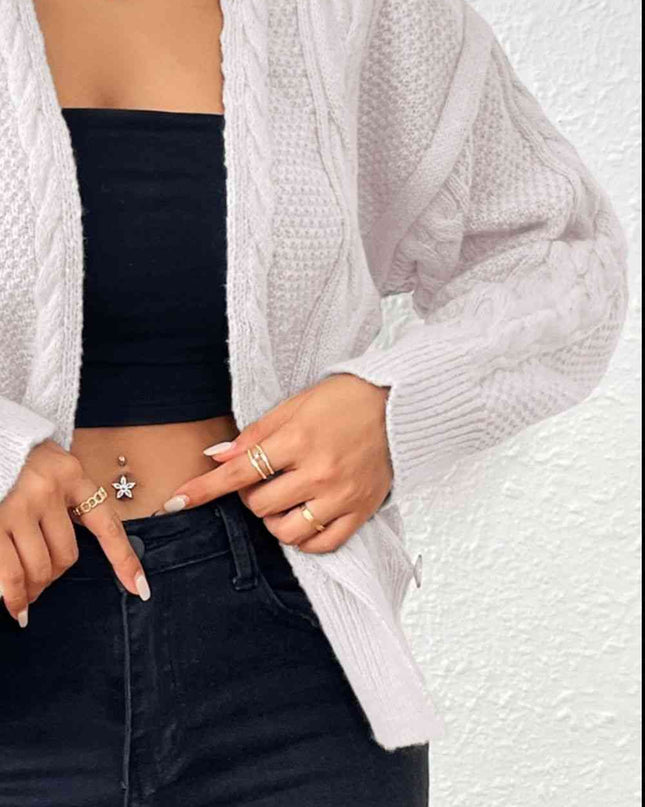 Cable-Knit Open Front Cardigan