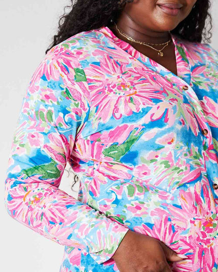 Double Take Floral Open Front Long Sleeve Cardigan