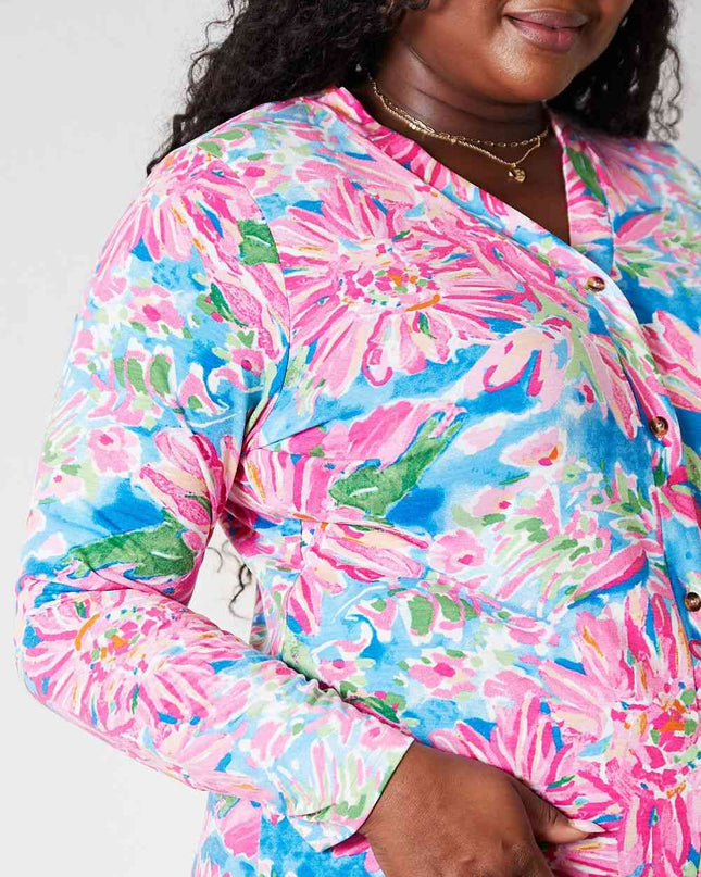 Double Take Floral Open Front Long Sleeve Cardigan