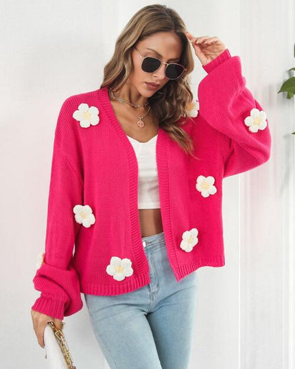Floral Open Front Long Sleeve Cardigan