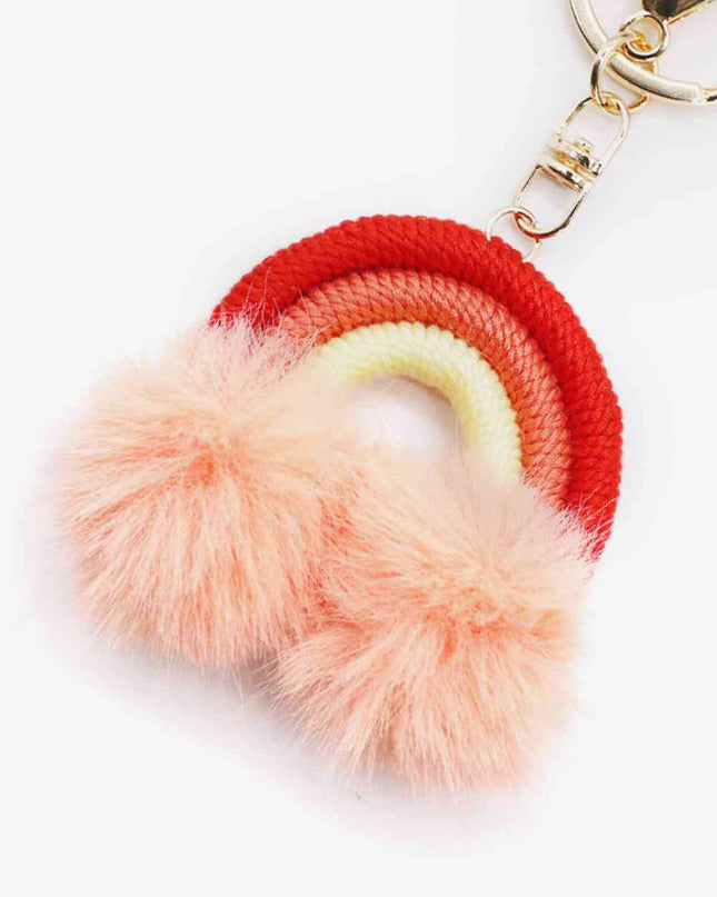Assorted 4-Pack Rainbow Pom Pom Keychain