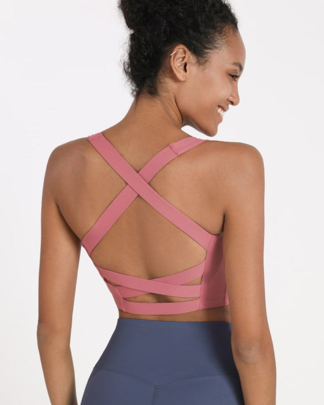 Crisscross Open Back Cropped Sports Cami