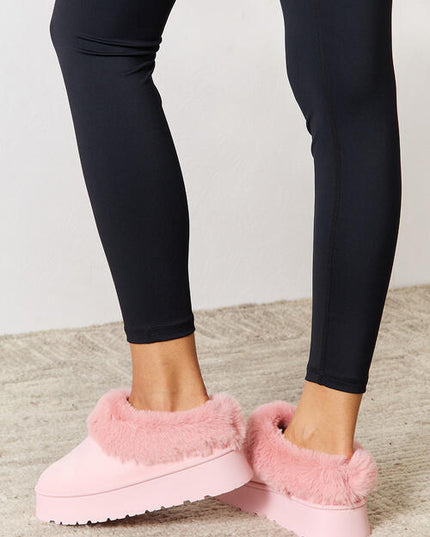 Legend Footwear Furry Chunky Platform Ankle Boots