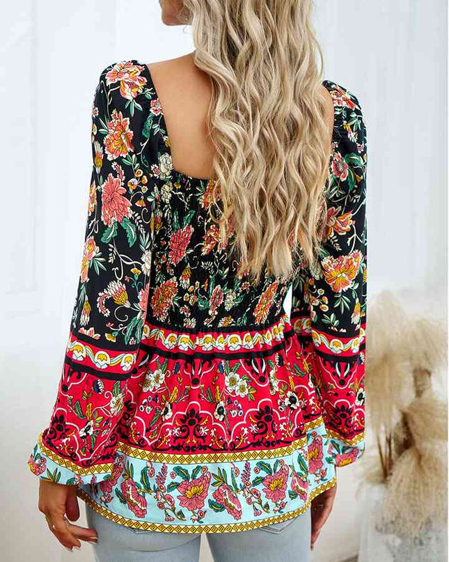 Square Neck Printed Blouse
