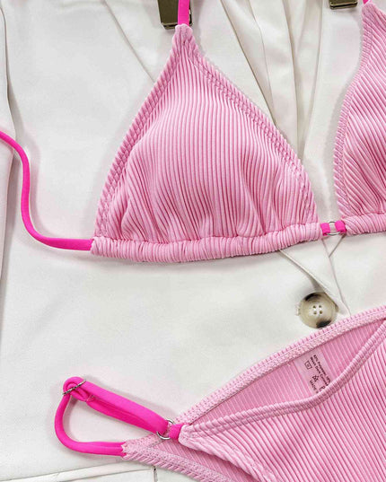 Ribbed Tie Back Bikini Set