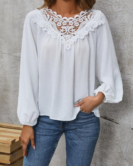 Lace Detail Balloon Sleeve Blouse