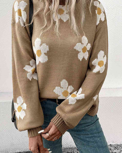 Floral Dropped Shoulder Sweater