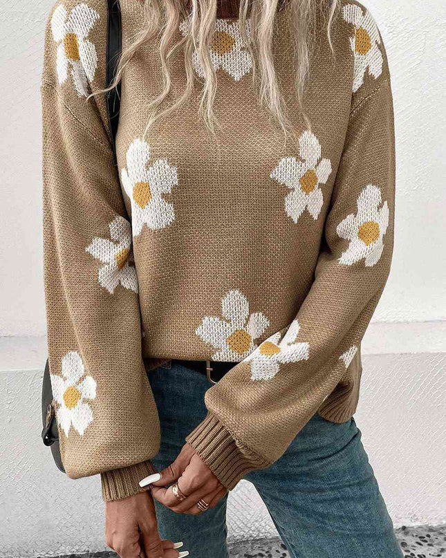 Floral Dropped Shoulder Sweater