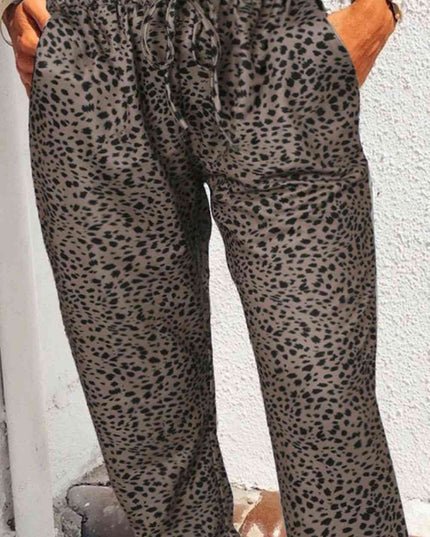 Leopard Pocketed Long Pants