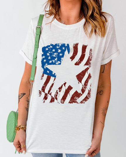 US Flag Graphic Round Neck Tee