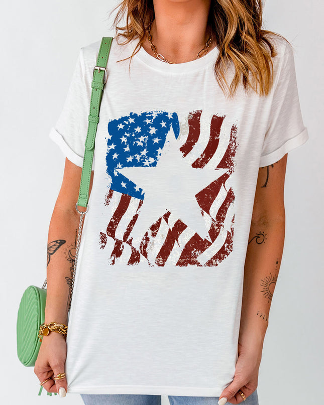 US Flag Graphic Round Neck Tee