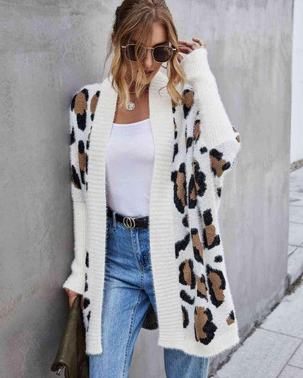 Leopard Pattern Fuzzy Cardigan