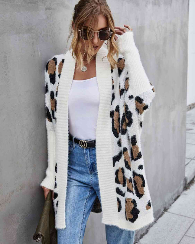 Leopard Pattern Fuzzy Cardigan