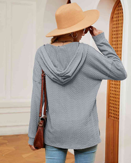 Half-Button Dropped Shoulder Hoodie