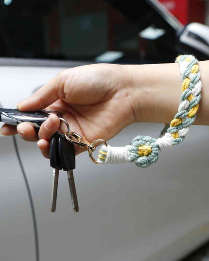 Floral Braided Wristlet Key Chain