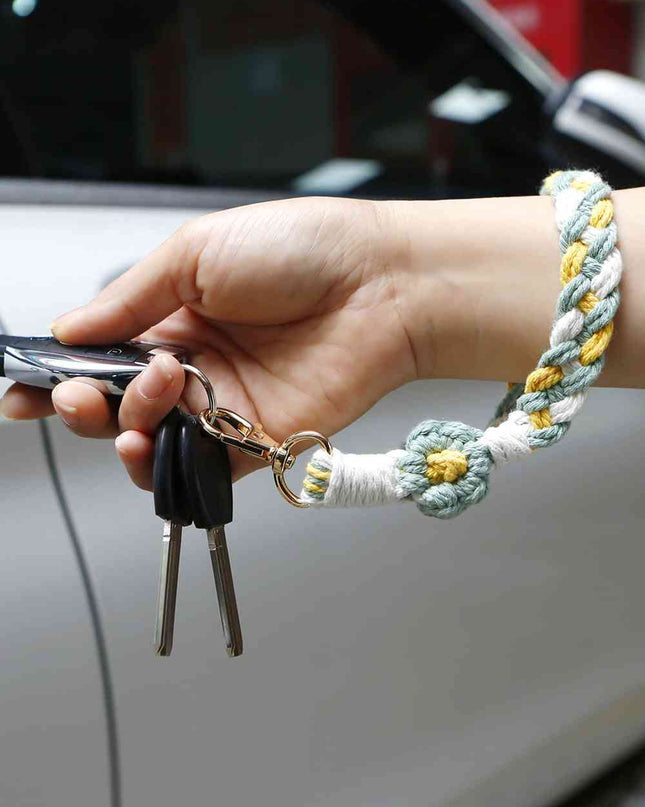 Floral Braided Wristlet Key Chain