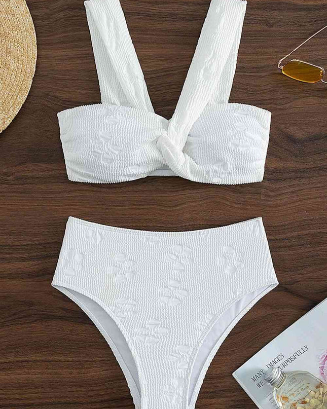 Textured Twisted Detail Bikini Set