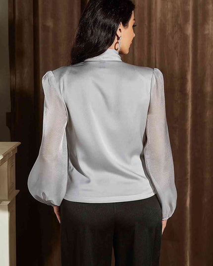 Pleated Detail Balloon Sleeve Blouse