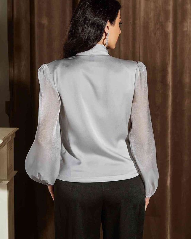 Pleated Detail Balloon Sleeve Blouse