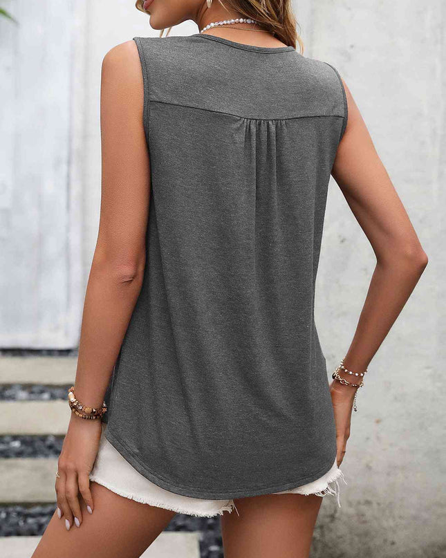 Lace Contrast Scoop Neck Tank