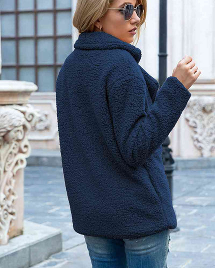 Full Size Lapel Collar Sherpa Coat