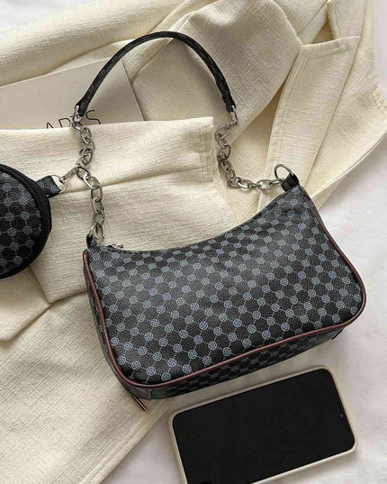 Printed Shoulder Bag and Round Wallet