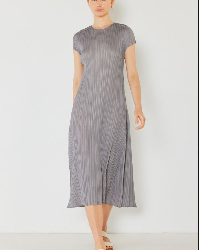 Marina West Swim Pleated Cap Sleeve A-Line Dress