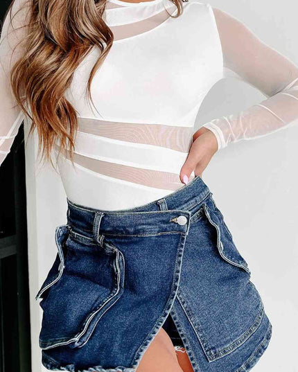 Cutout Round Neck Long Sleeve Bodysuit