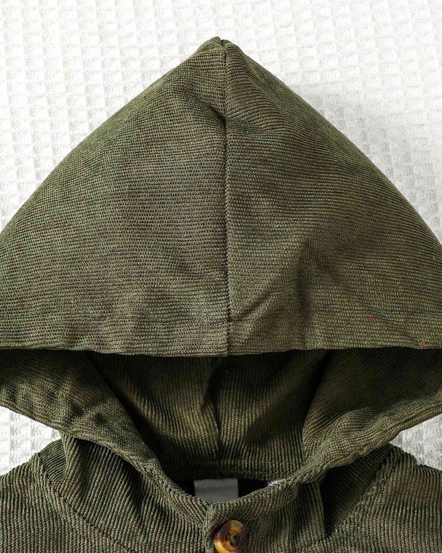 Buttoned Hoodie with Pockets