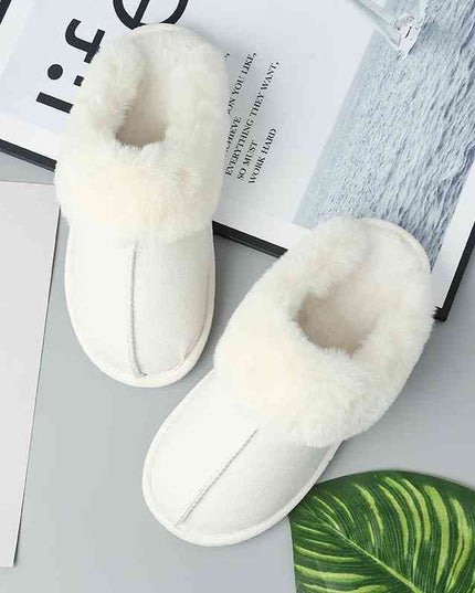 Faux Suede Center Seam Slippers