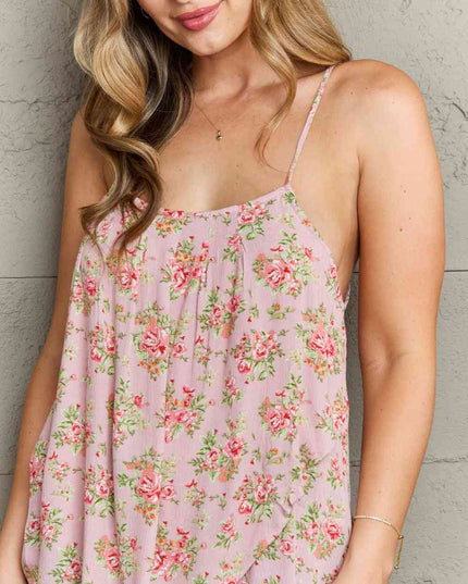 Ninexis Hang Loose Tulip Hem Cami Top in Mauve Floral