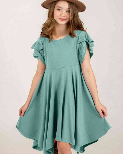 Round Neck Petal Sleeve Dress
