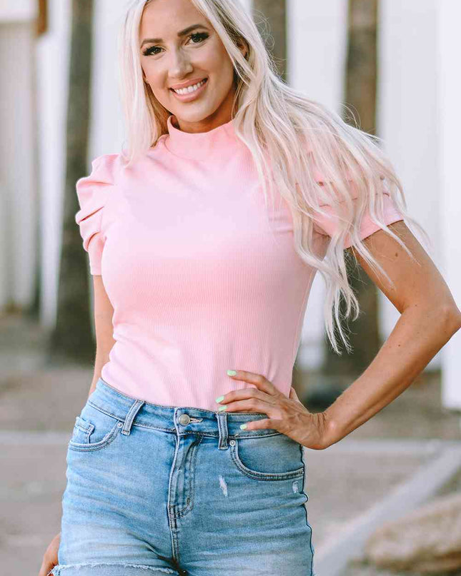 Mock Neck Puff Sleeve Bodysuit