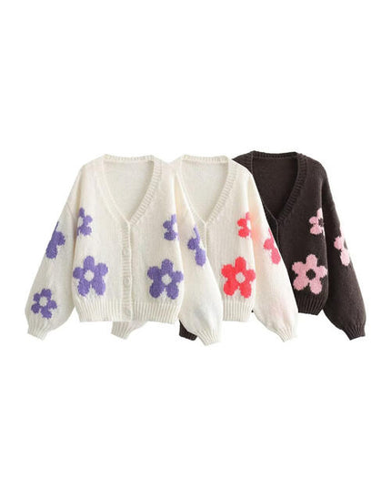 Floral Button Up V-Neck Cardigan