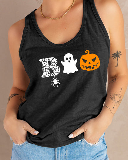 Round Neck BOO Graphic Tank Top