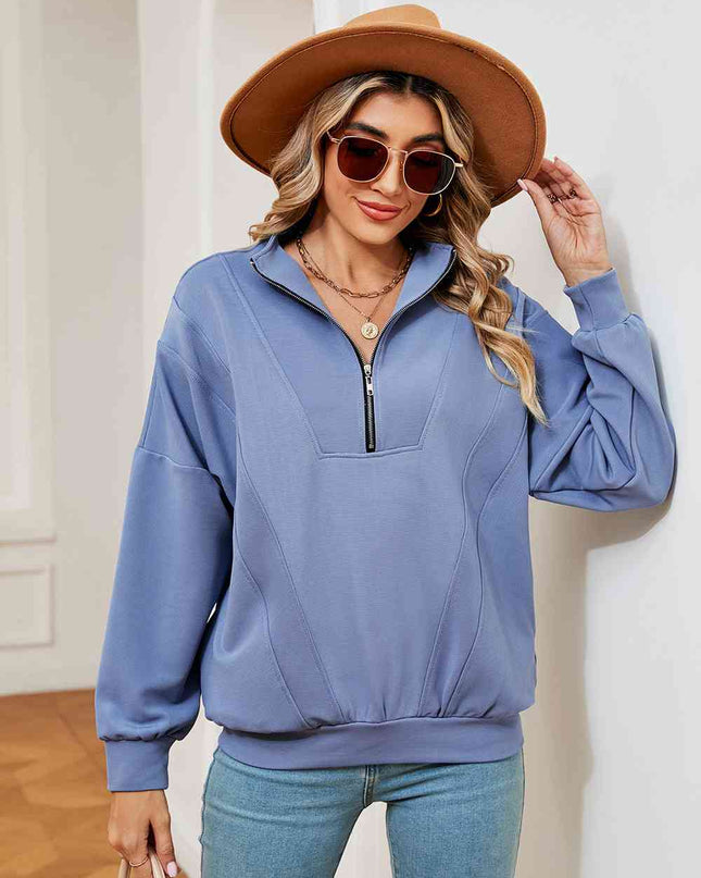 Half-Zip Dropped Shoulder Sweatshirt