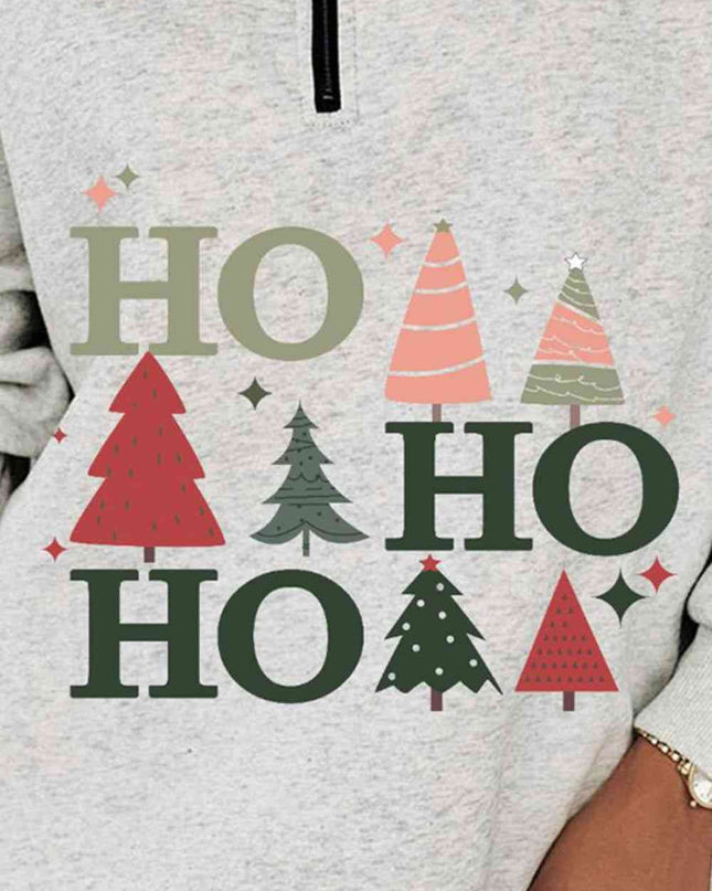 HO HO HO Christmas Tree Graphic Sweatshirt