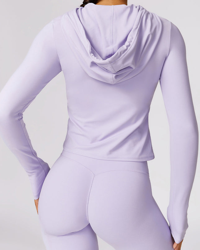 Drawstring Long Sleeve Hooded Active T-Shirt