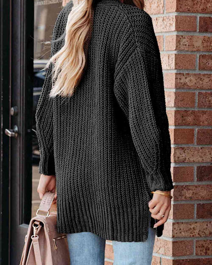 Full Size Button-Up V-Neck Long Sleeve Cardigan