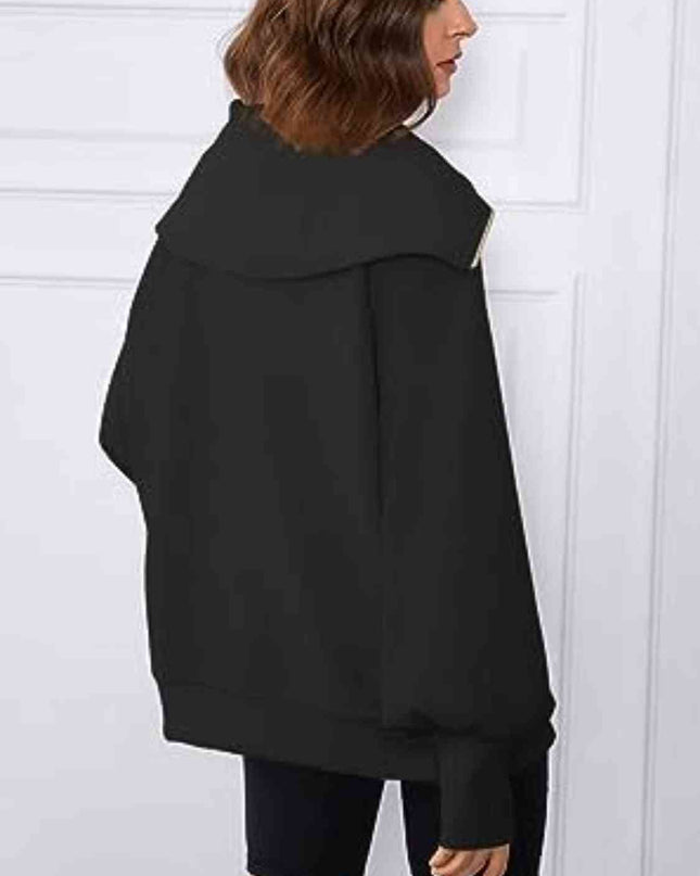 Half-Zip Lantern Sleeve Top