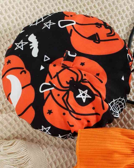 Round Neck Ruffle Trim Halloween Theme Dress