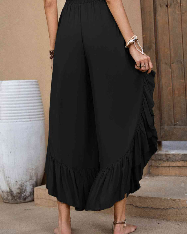 Ruffle Trim Long Pants