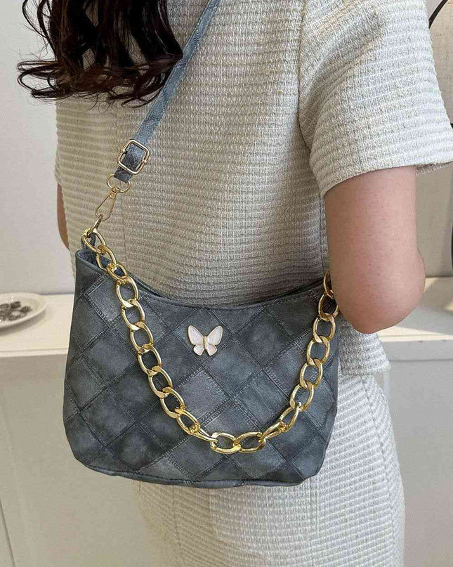Butterfly Decor PU Leather Shoulder Bag
